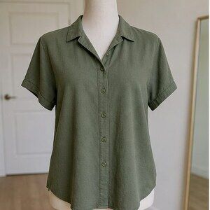 Olive Tie Neck Blouse